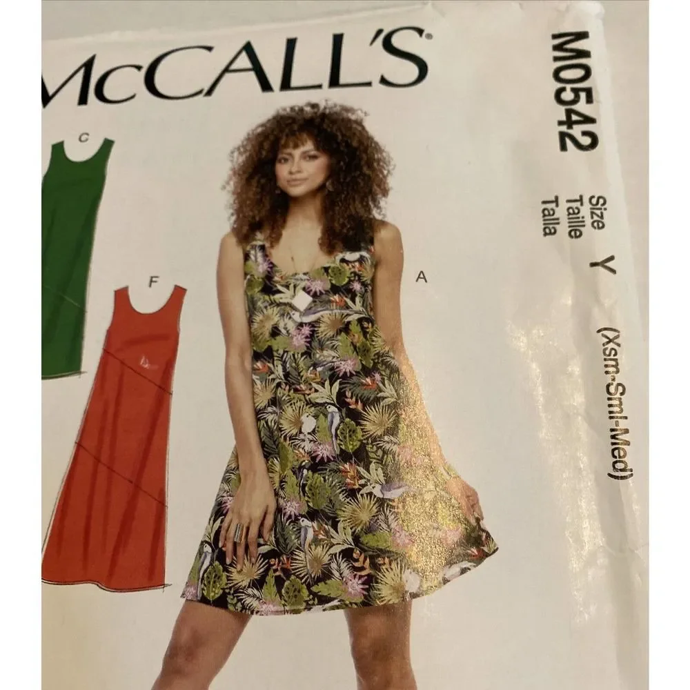 UNCUT NEW FAVORY FOLD - McCall’s M0542 (Xsm-Sml-Med) Miss Dresses.‎